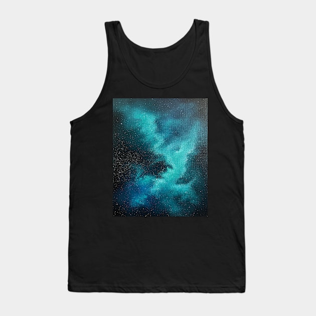 Blue Green Nebula Galaxy Tank Top by J&S mason